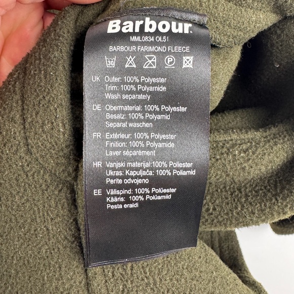 Barbour Mens Sz XL Farimond Fleece Pullover Olive Green Half Zip Outdoor Jacket - Picture 7 of 8